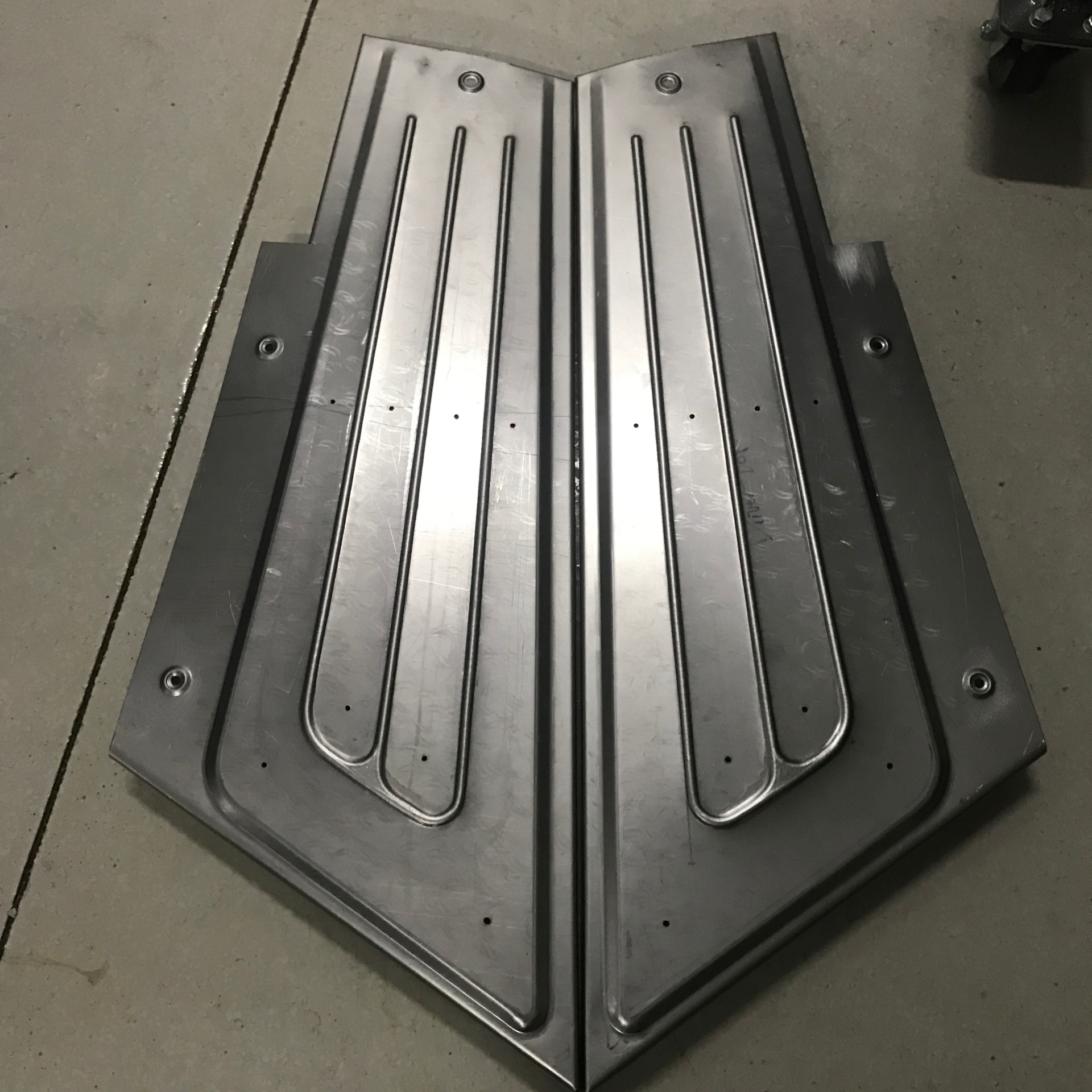 Beaded core support panel, symmetrical left and right.