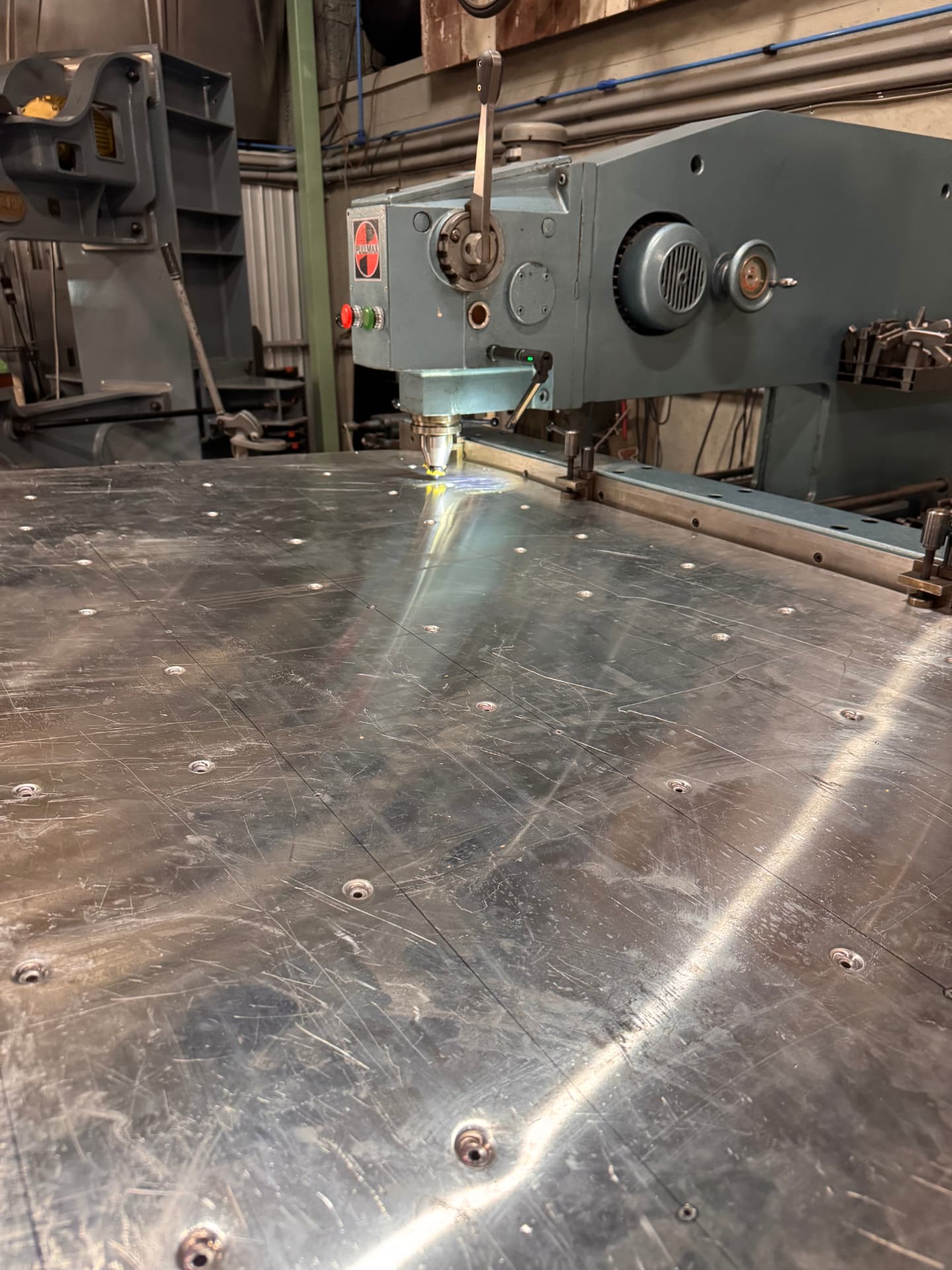 Roof structure blank on the Pullmax before forming.