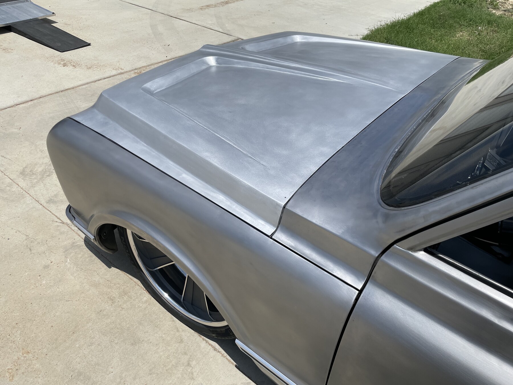 Wedge chopped top and hand-shaped roof panel from above.
