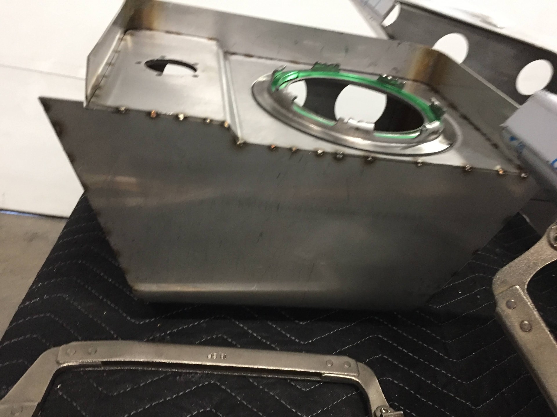 Sending-unit pocket and vent recess test-fit with the Rick's Tanks module.