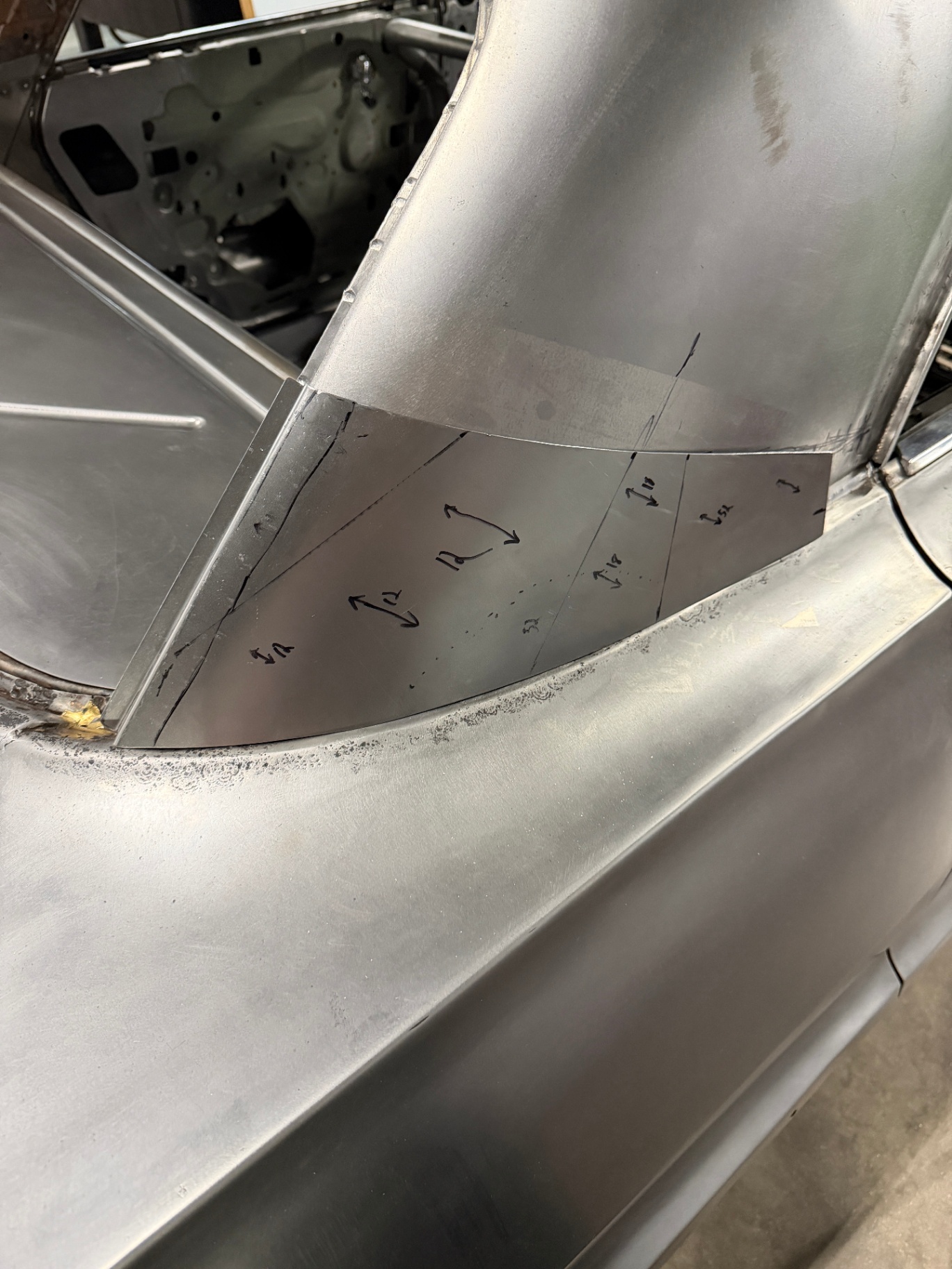 Patch panel fit-checked in the opening before final weld.