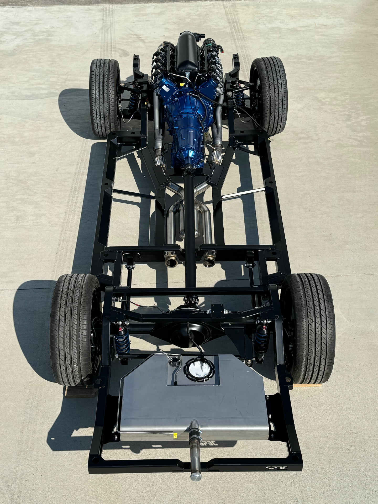 Front three-quarter — LS3 and GM 6-speed auto on the Roadster Shop SPEC chassis.