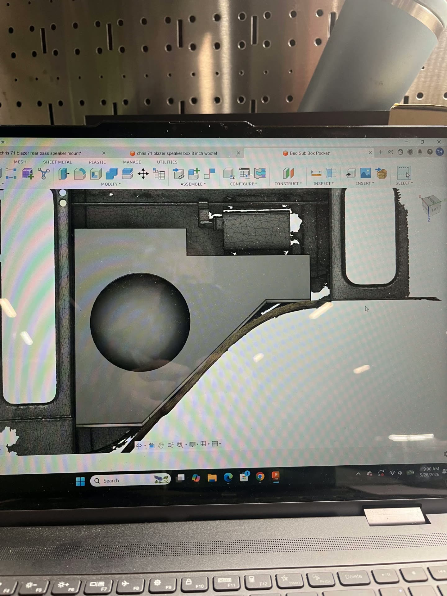 CAD work for the rear packaging and mounting pockets.