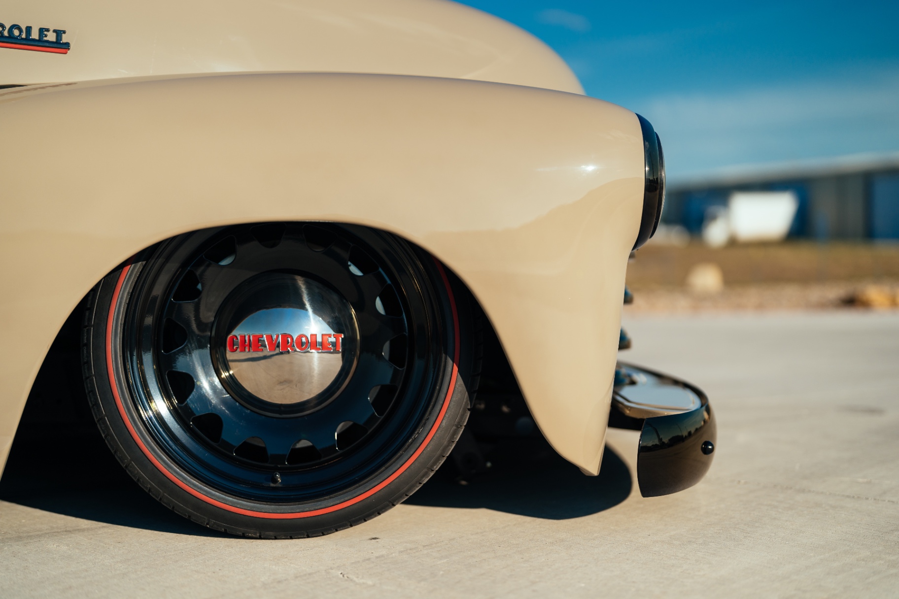 Detroit Steel wheel with Diamond Back redline — the detail that finishes it.