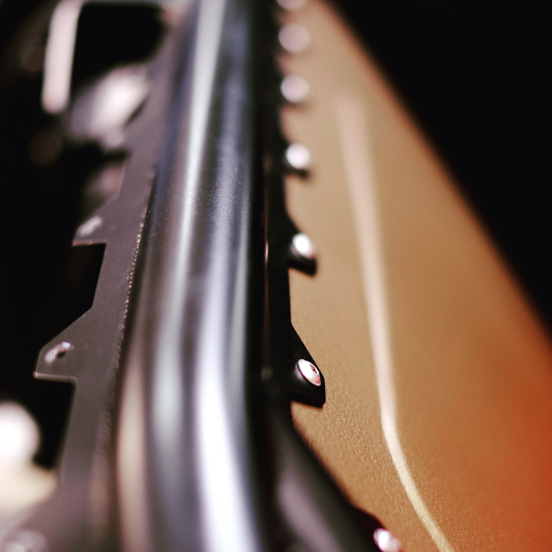 Dimple-died panel detail with polished hardware