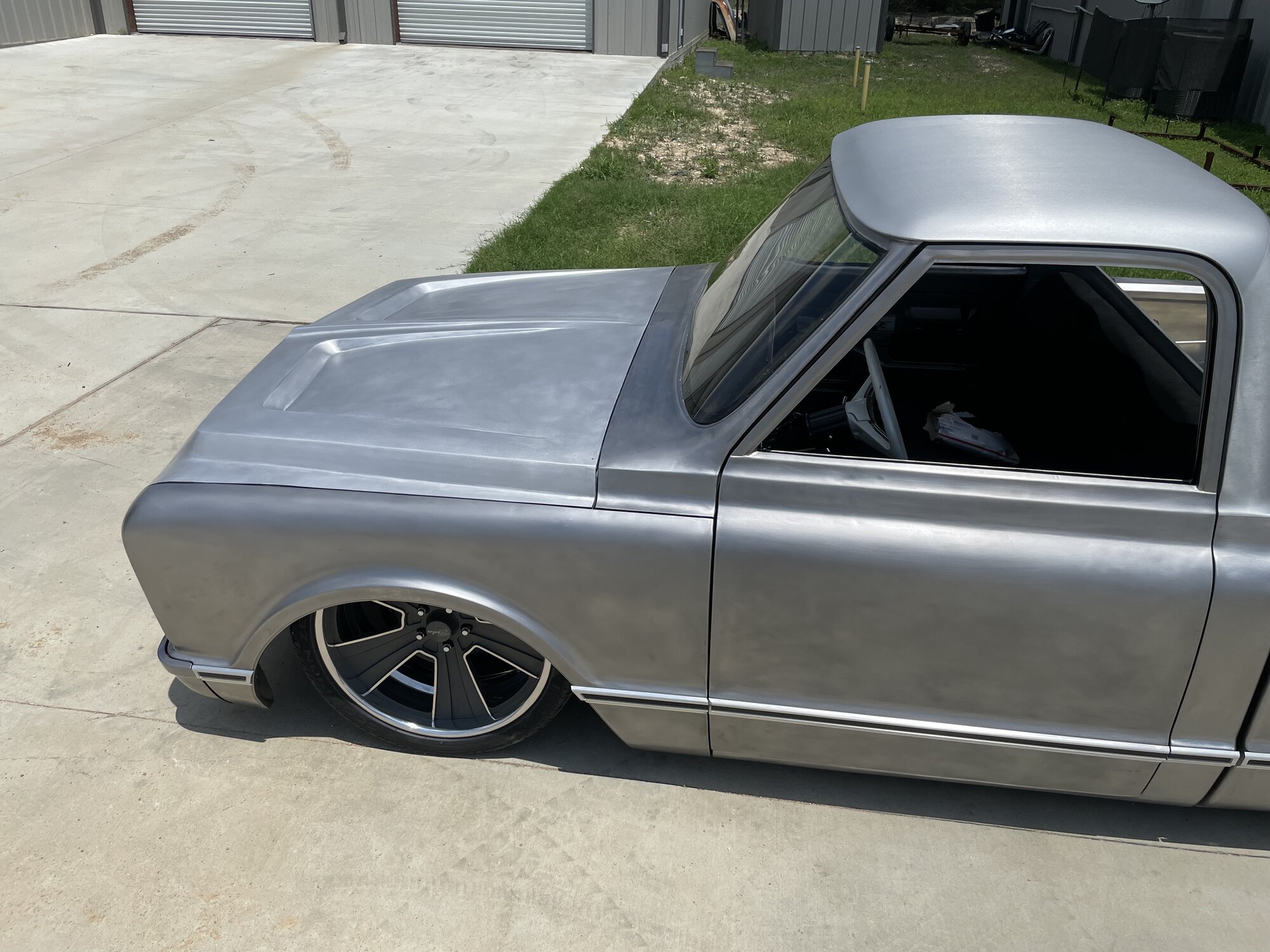 Overhead — hand-formed hood and wedge chopped roof.