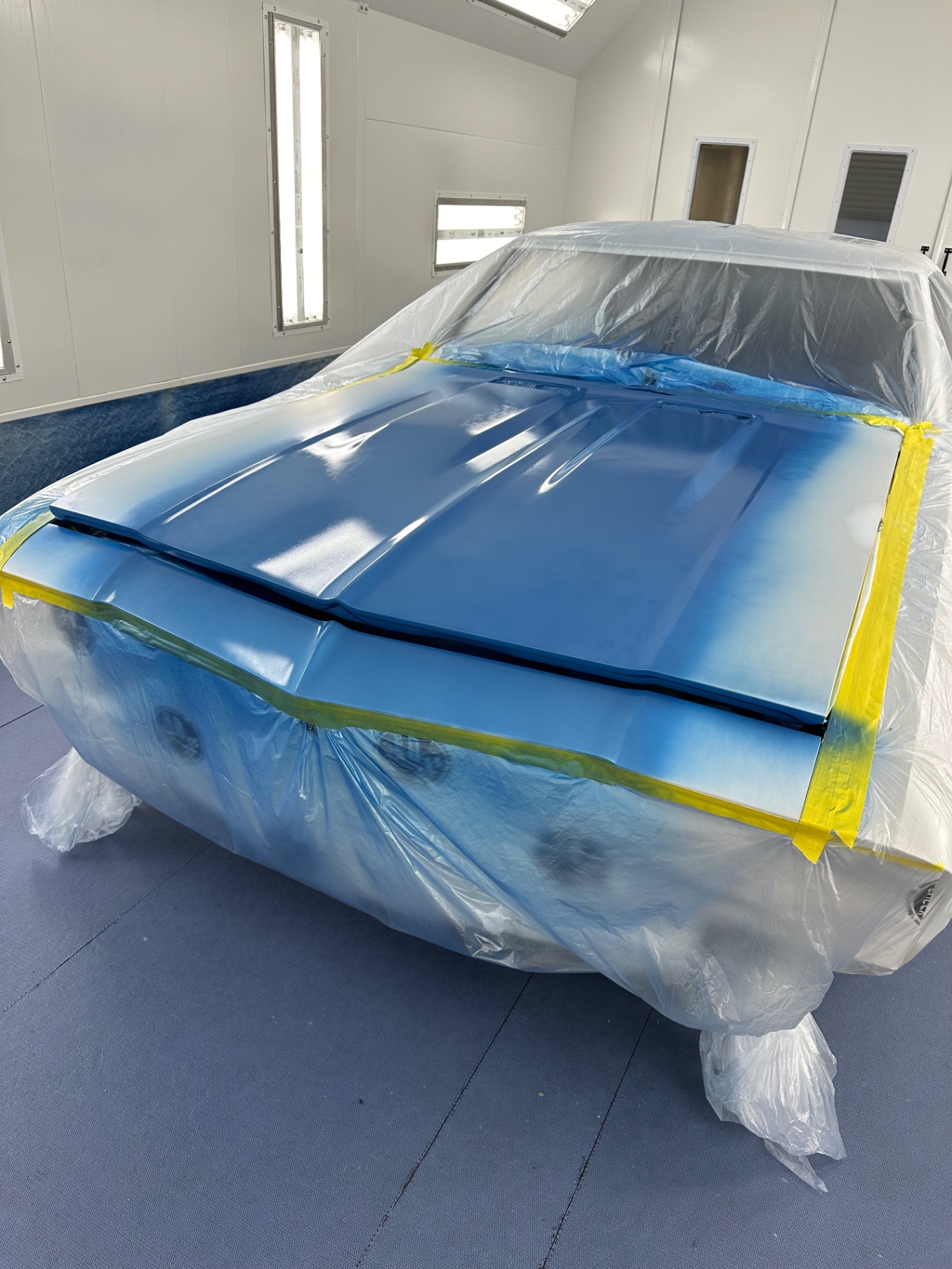 Pearl blue custom SS stripes laid over the white — masked and shot in-house.