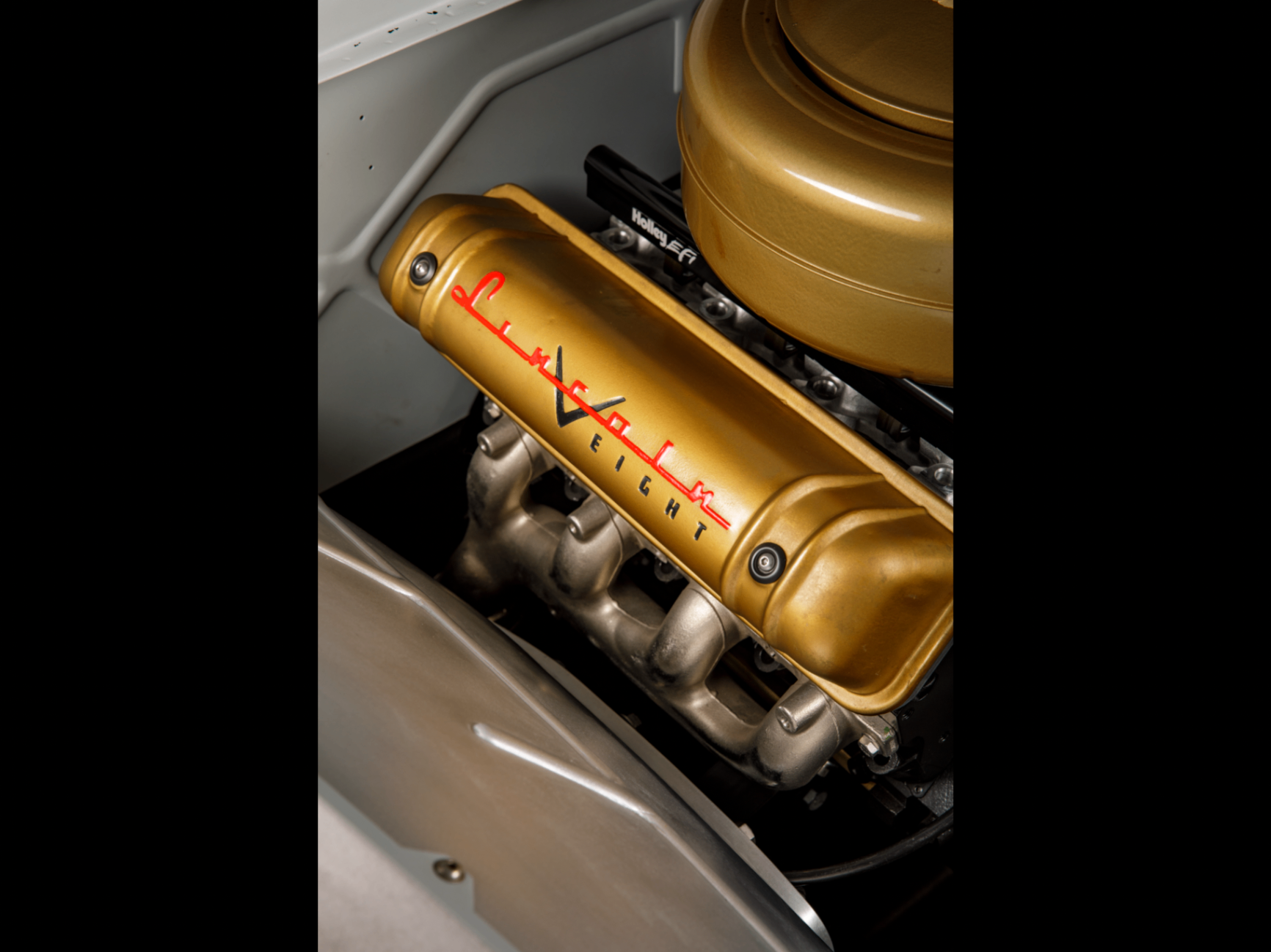 Hand-lettered Lincoln V-Eight valve cover.