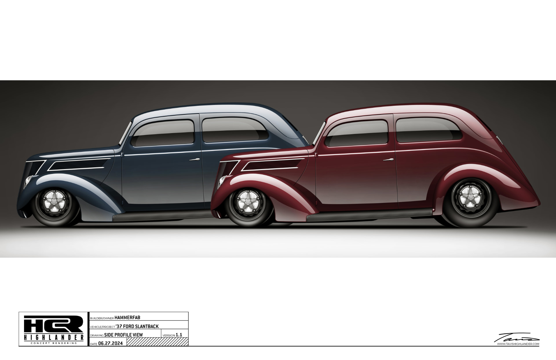 Side profile view showing the slantback roofline and stance.