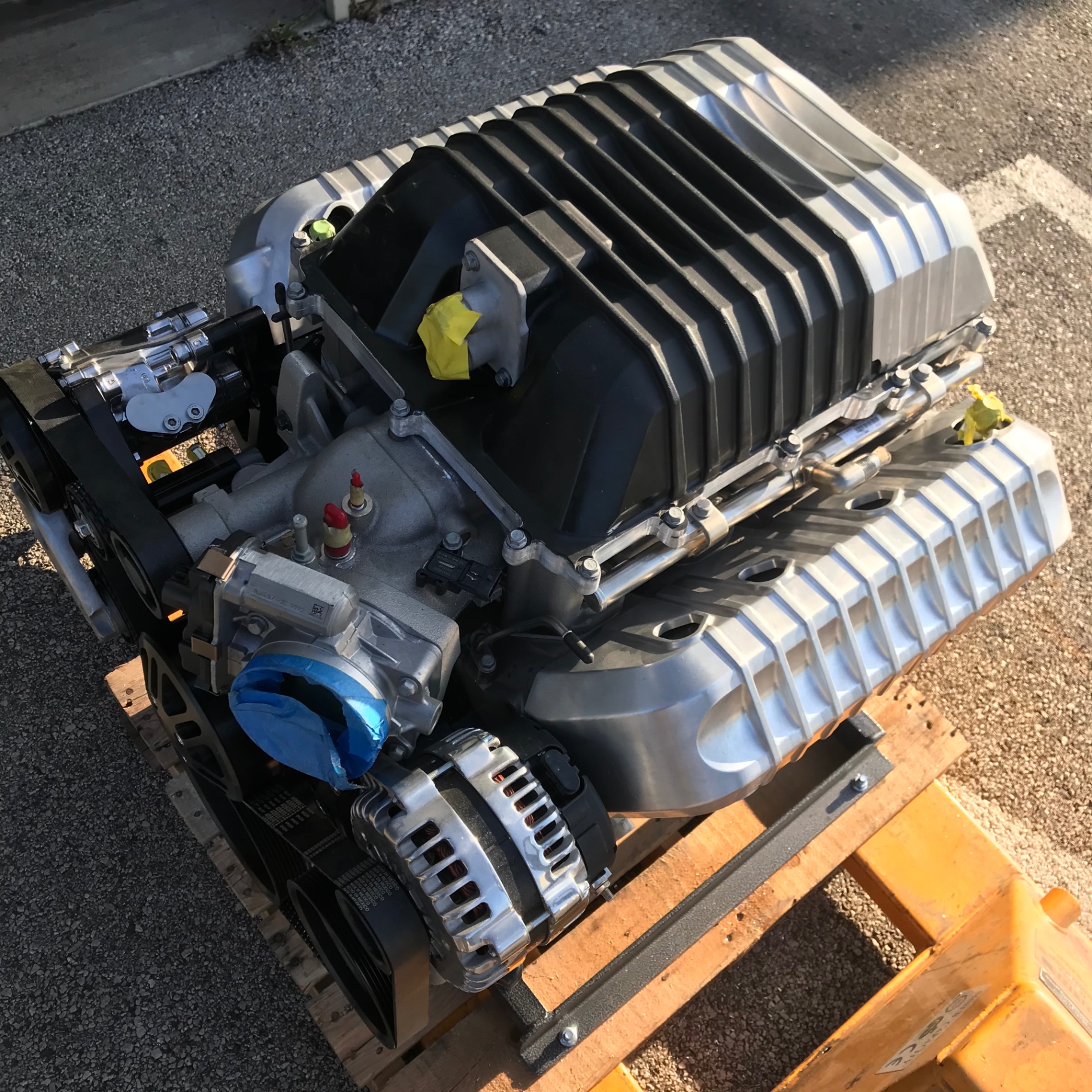 LSA on the pallet wearing the billet valve covers and matching blower lid.