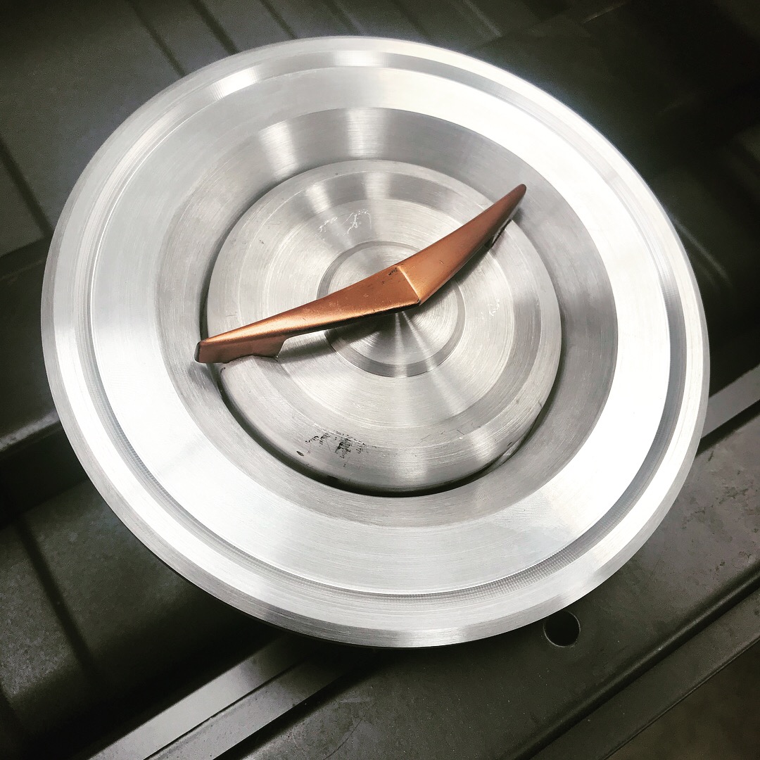 One-off billet fuel filler trim ring and cap, turned by Levi on a manual lathe.