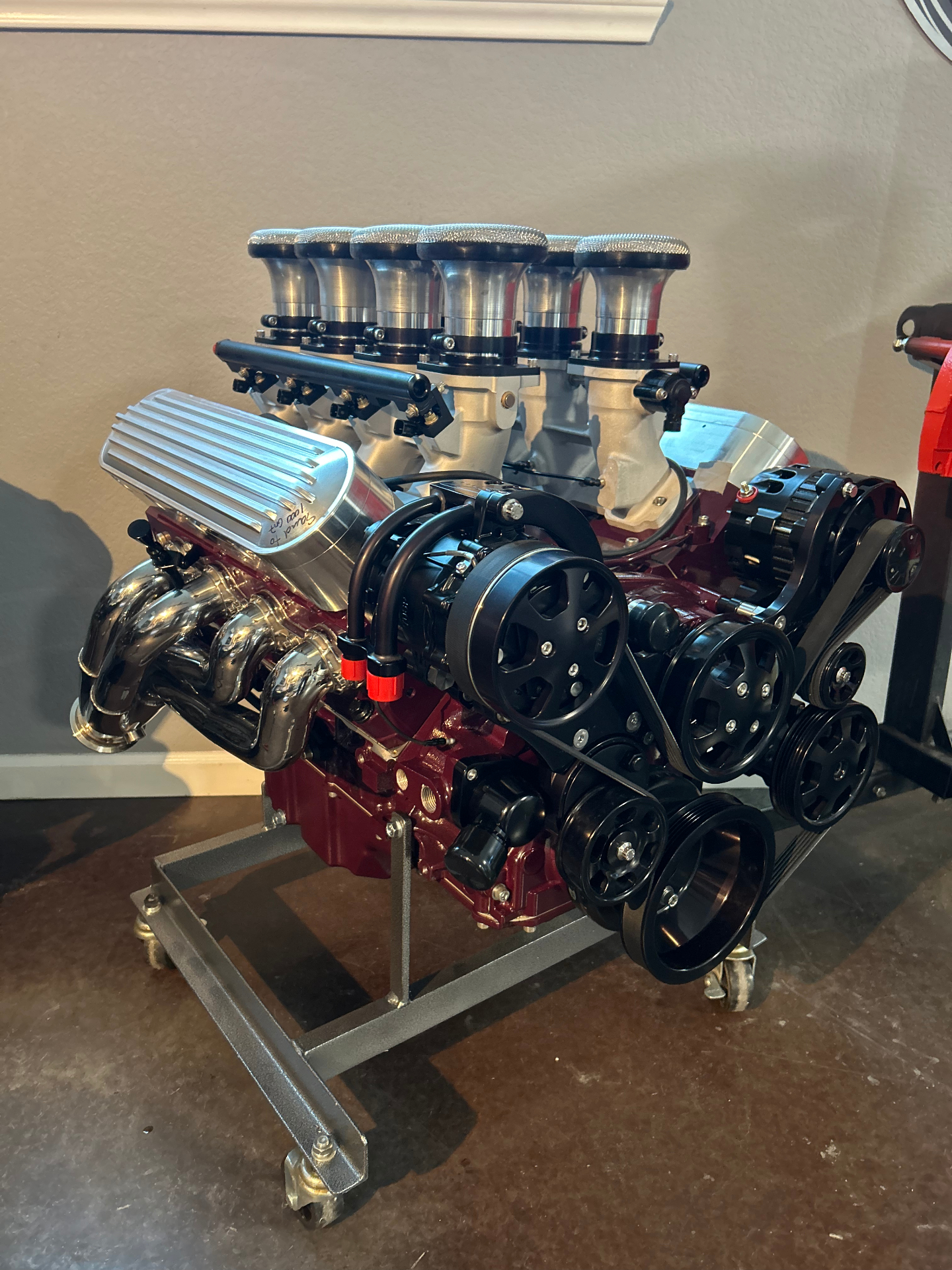Finished engine on the stand before installation.