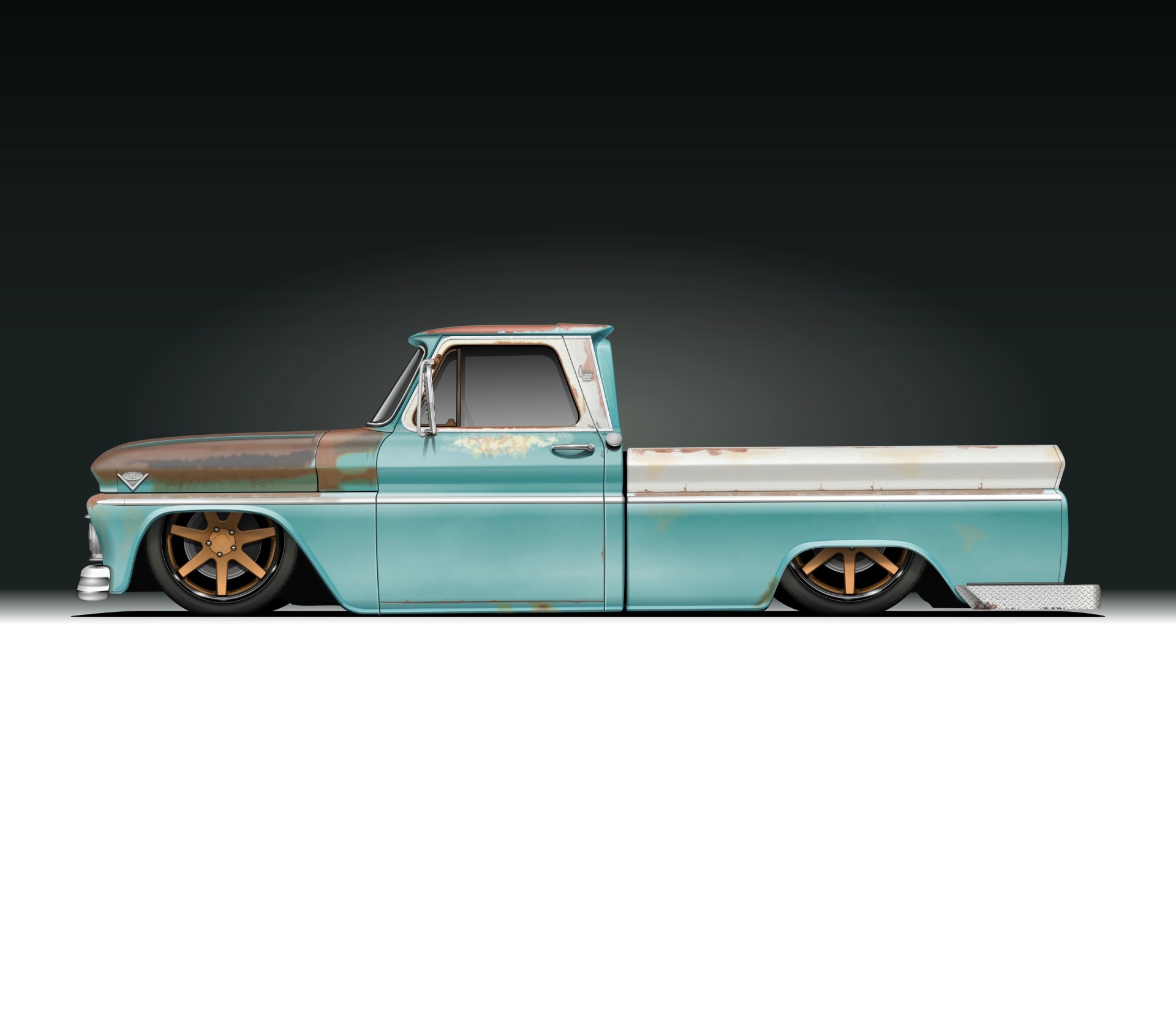 Studio-style profile rendering of the finished truck.
