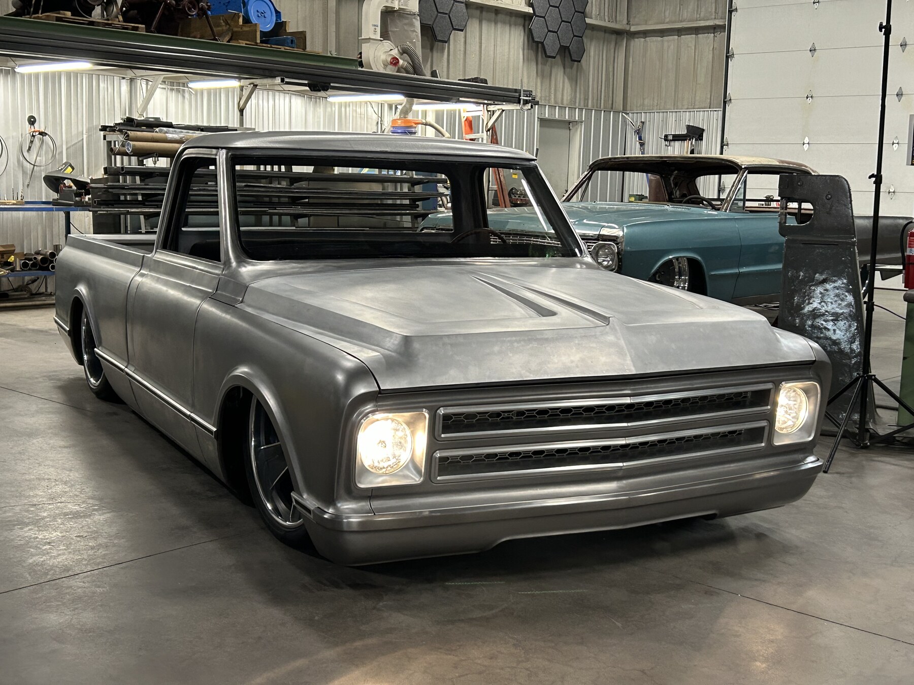 Front three-quarter with the one-off billet grille and headlight bezels.