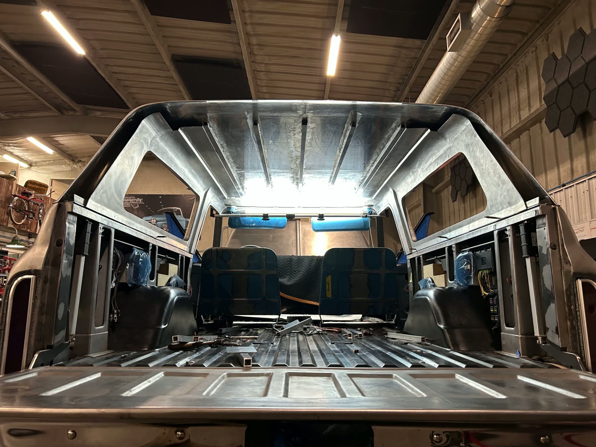 New aluminum roof inner structure fit into the shell.