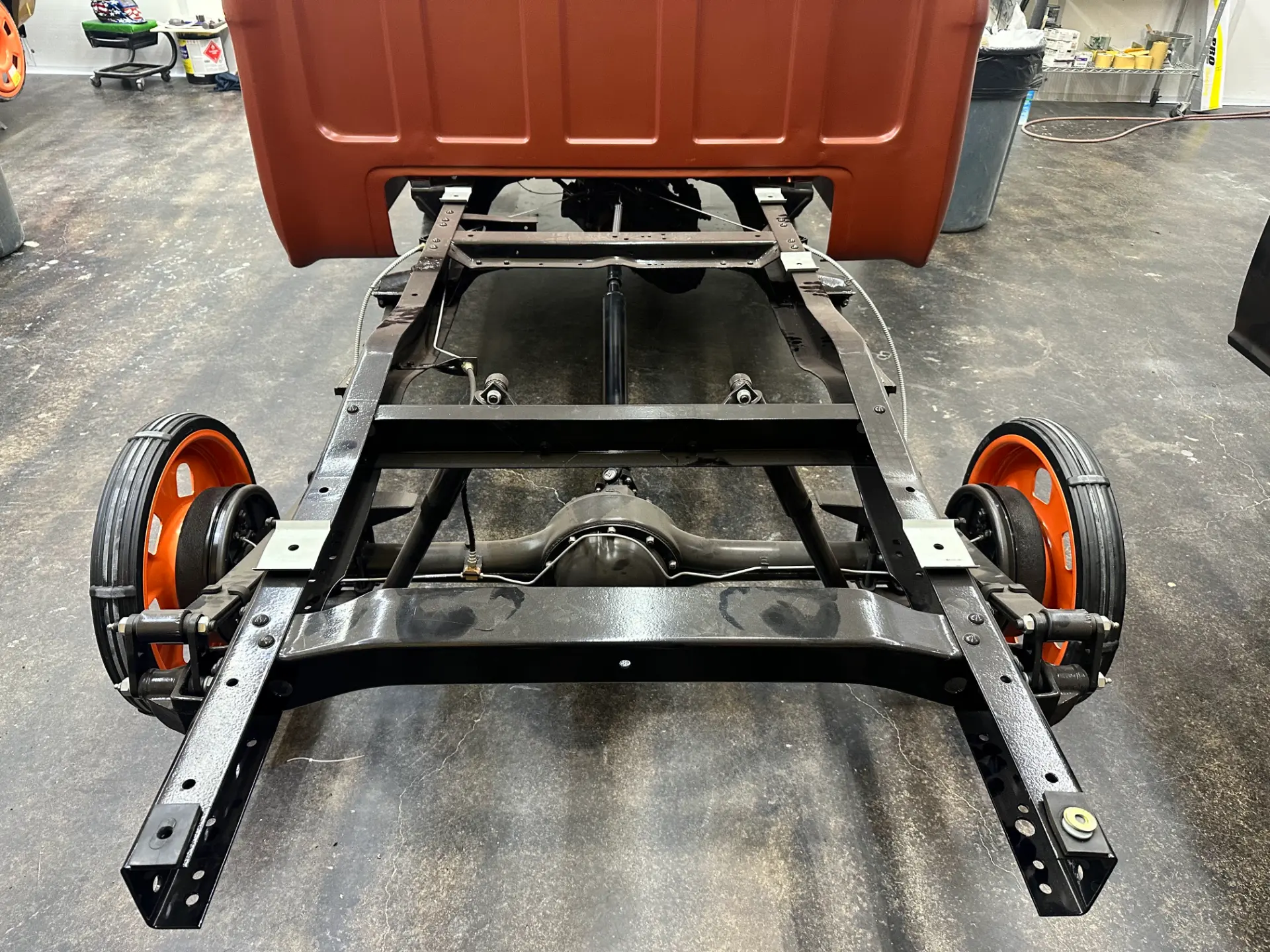 Rear frame section and axle, painted and detailed.