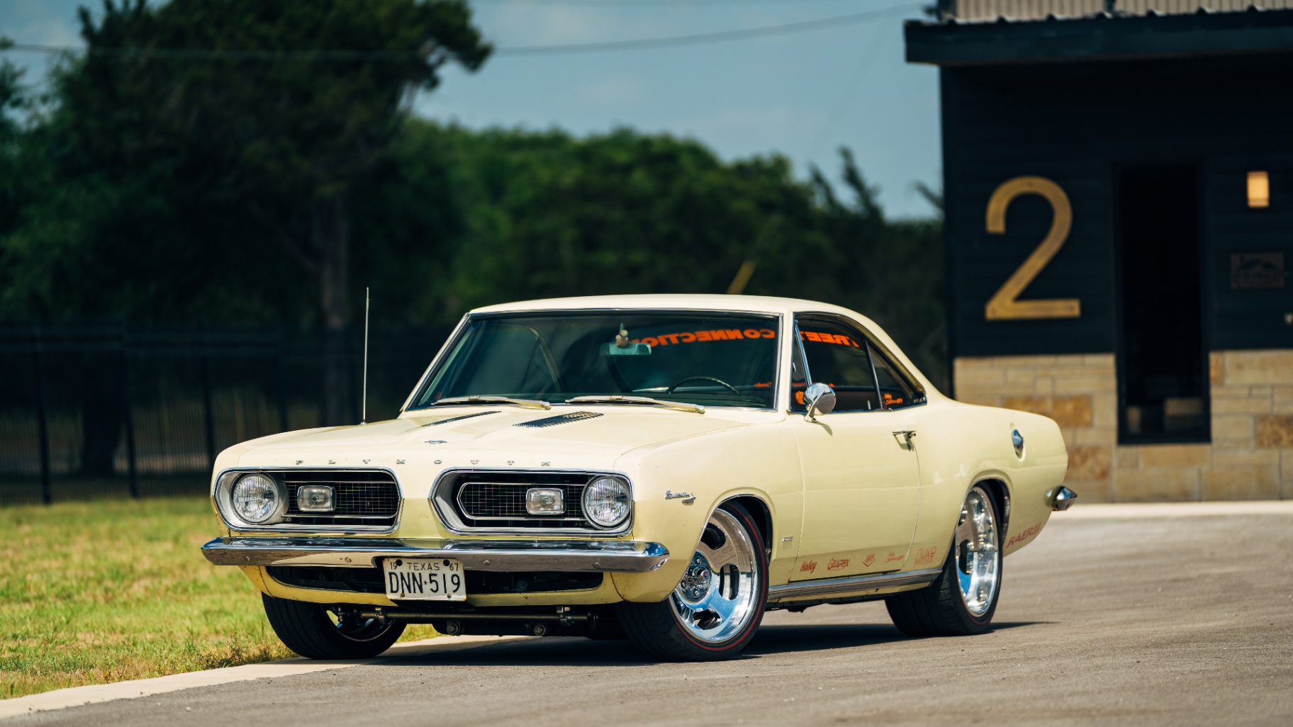 Yellow Plymouth Barracuda on Street Connection suspension