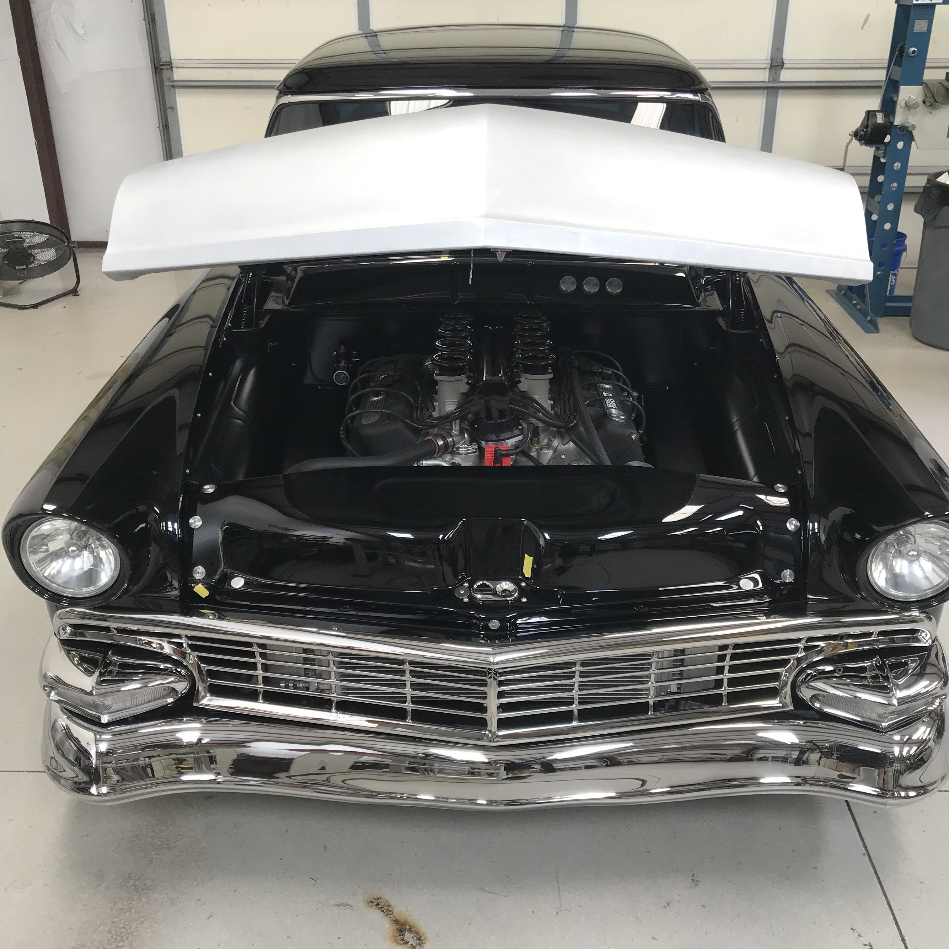 The finished hood stays open on its own — no prop, no struggle.