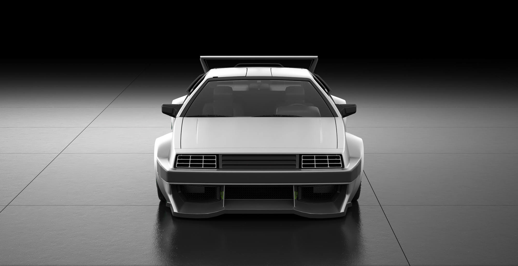 Head-on view — the widened track and front fascia.