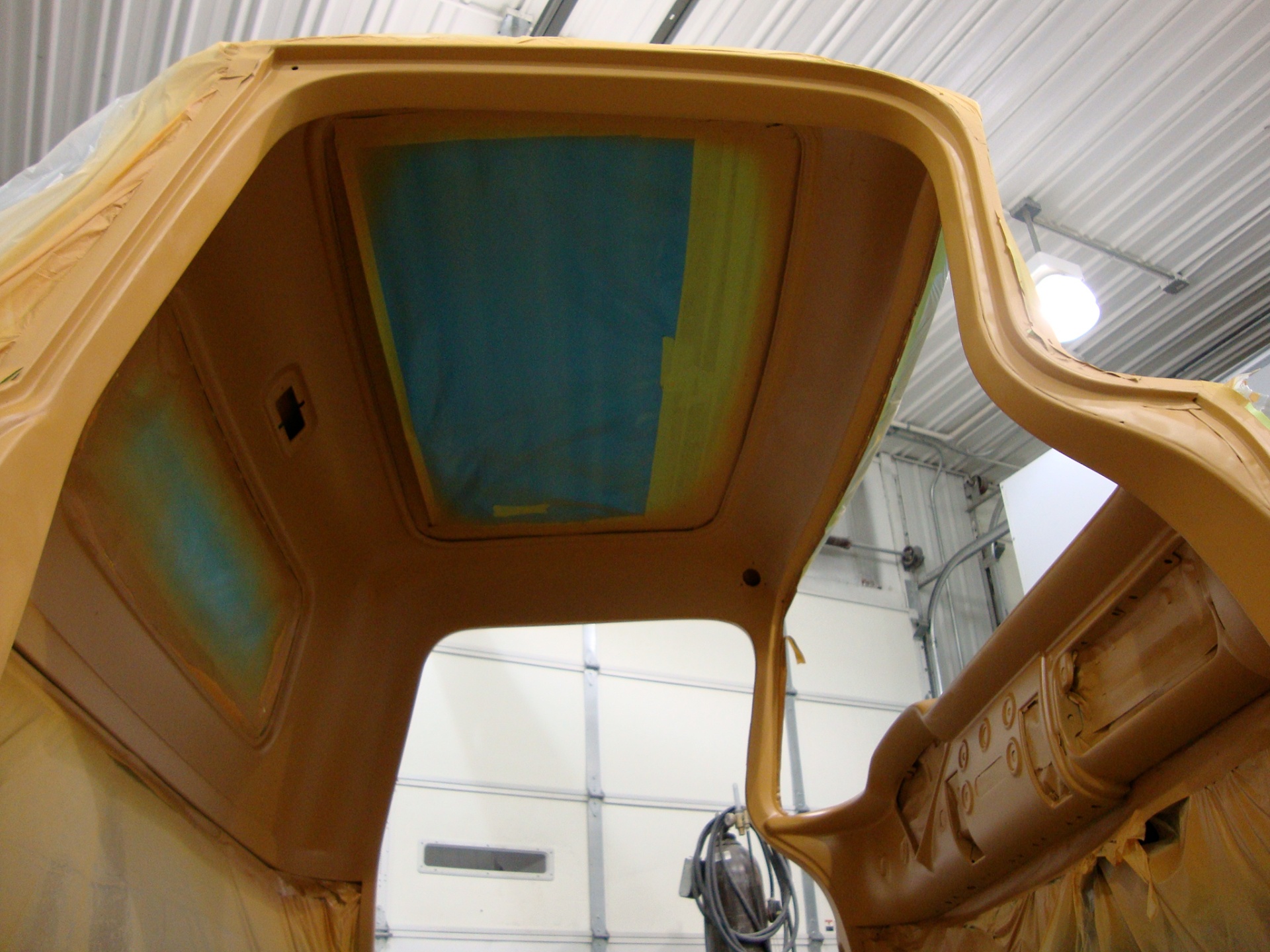 Headliner and rear window area in high-build primer.