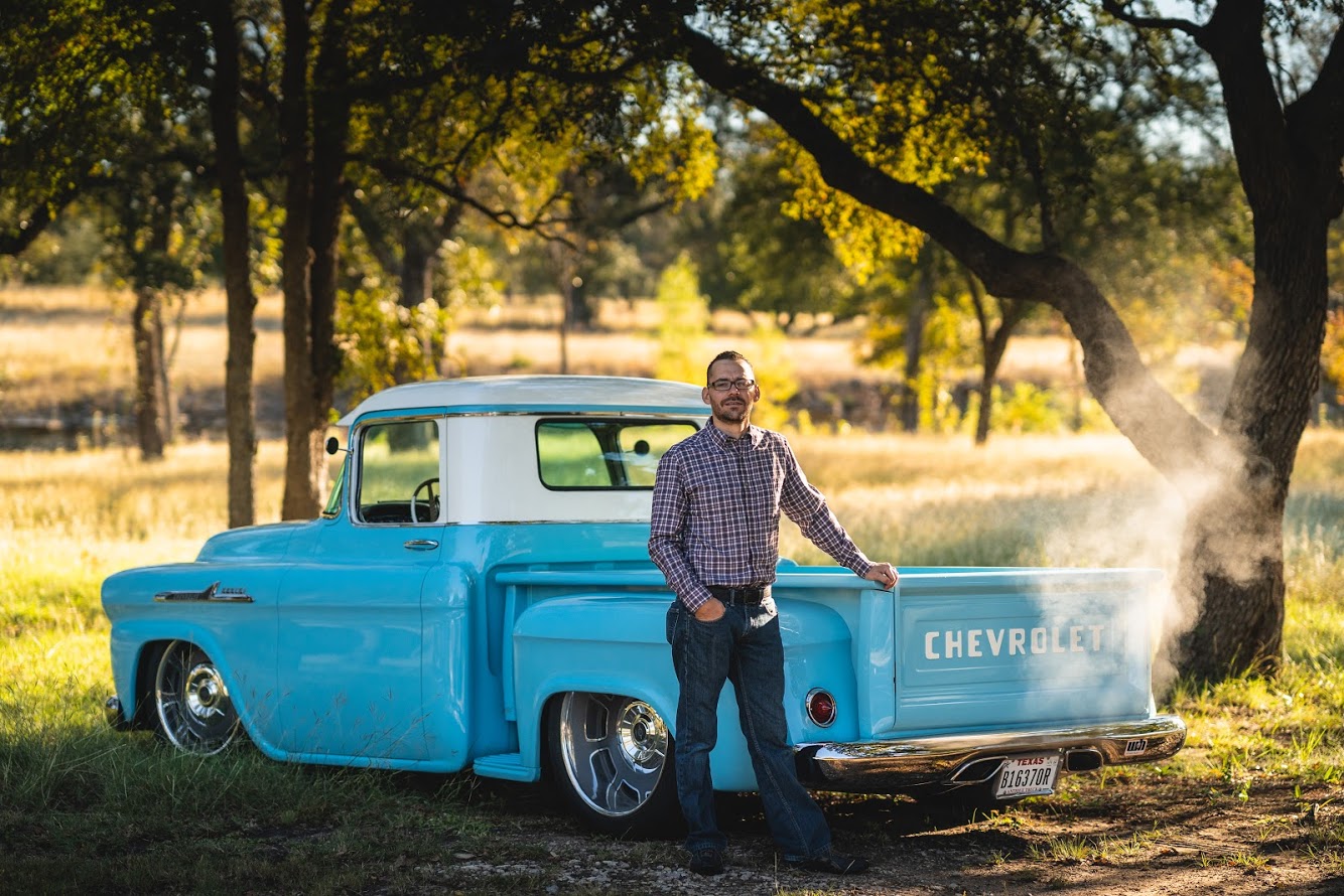 Levi with the finished 58 Apache out in the park.