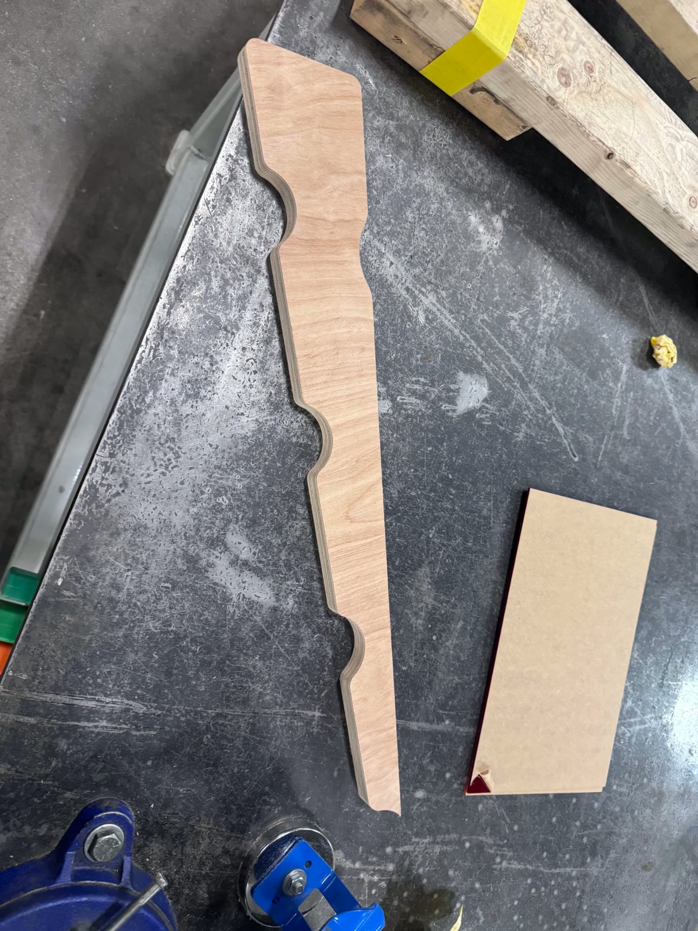 CNC-cut wood form used to trace the shape in the Pullmax.